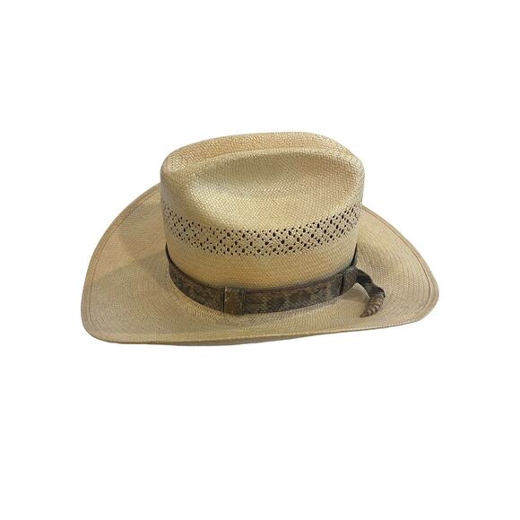 Stetson Rattlesnake Straw Cowboy Rattle Included Hat Size 6 7/8 - 55 6X - Picture 2 of 16